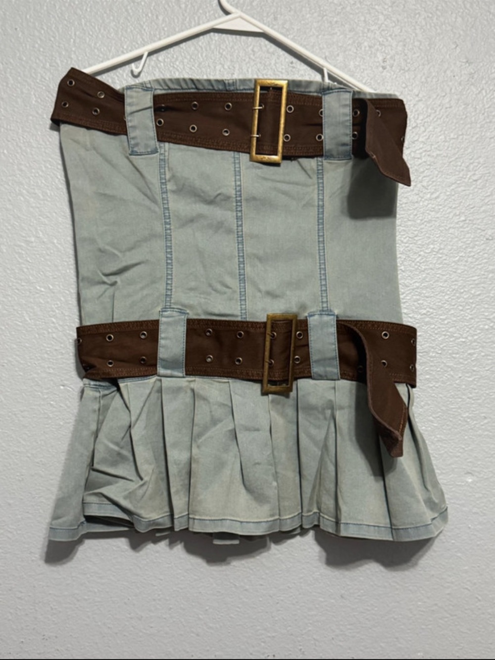 Finesse Double Belted Denim Tube Top